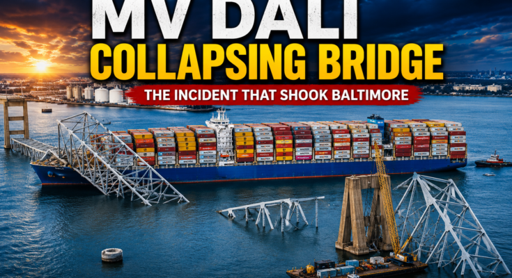 MOTHER VESSEL DALI COLLISION IN TO BRIDGE DRAMA